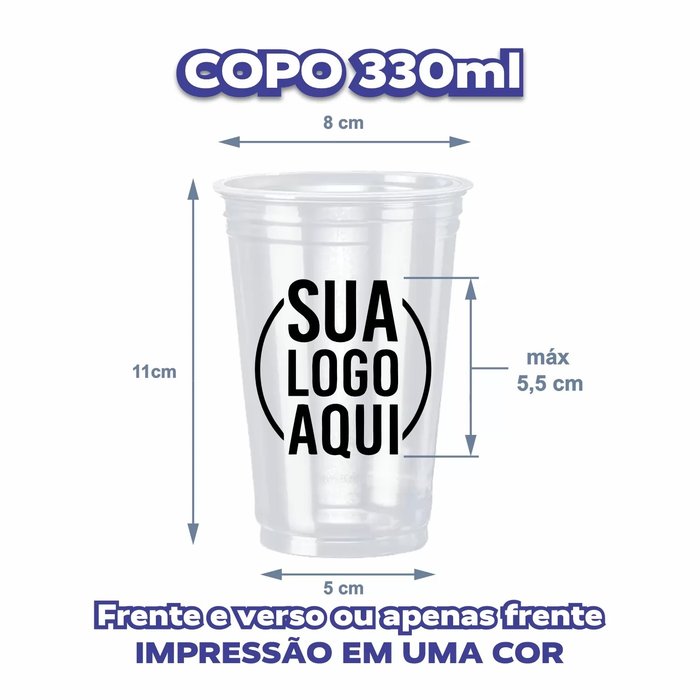 Copo descartável 330ml tradicional personalizado